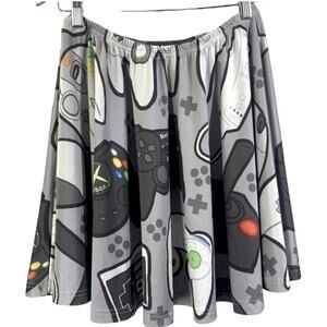 Handmade‎ Gaming Console Controller Print Mini Circle Skater Skirt Size M OOAK